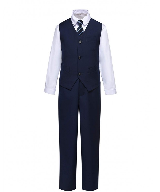 Boys Suits Slim Fit Dress Clothes Ring Bearer Outfit - Blue(4 Piece ...