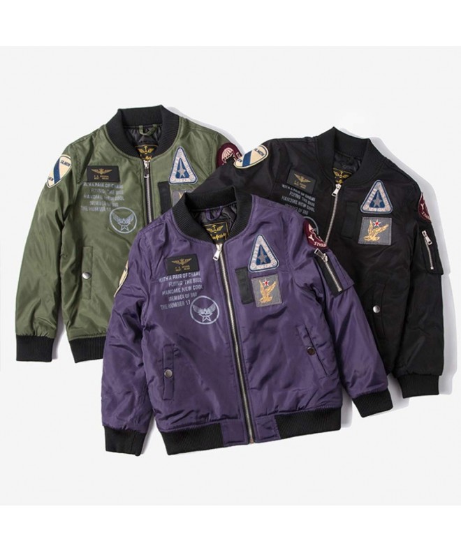 Boys' MA-1 Bomber Jacket with Patches NASA Fashion Casual Stand Collar ...