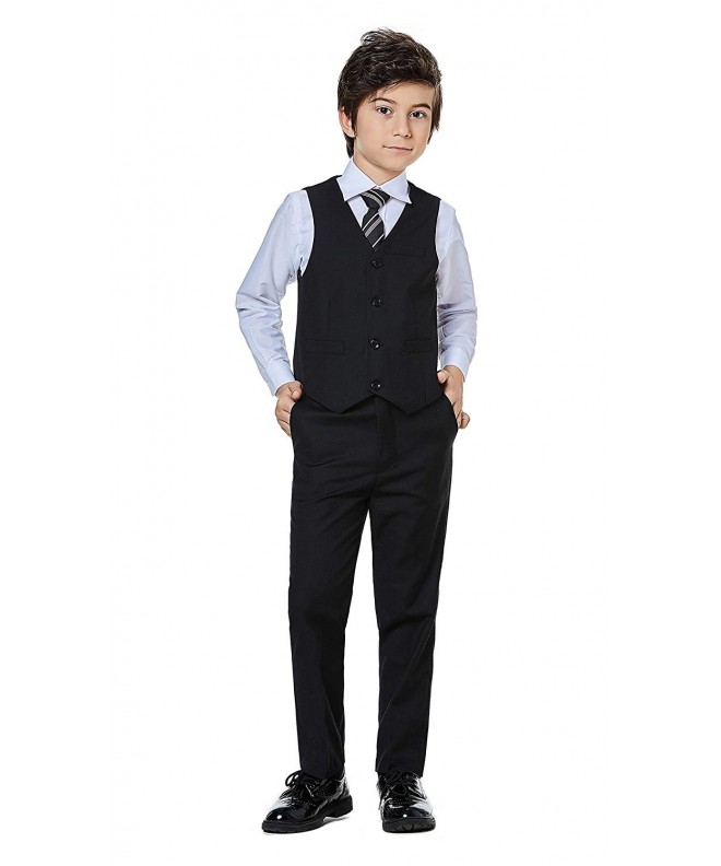 Boys Classic Formal Dress Suits Set 5 Piece Slim Fit Dresswear Suit ...