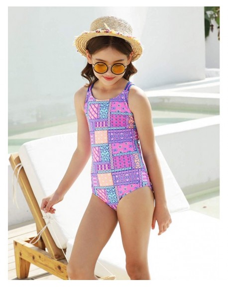 One Piece Swimsuits for Girls - Strap Crossback Tribal Pattern Printing ...