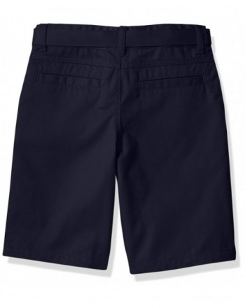 Girls' Uniform Twill Short with Belt - Navy Pocket - CL182I0W2E6