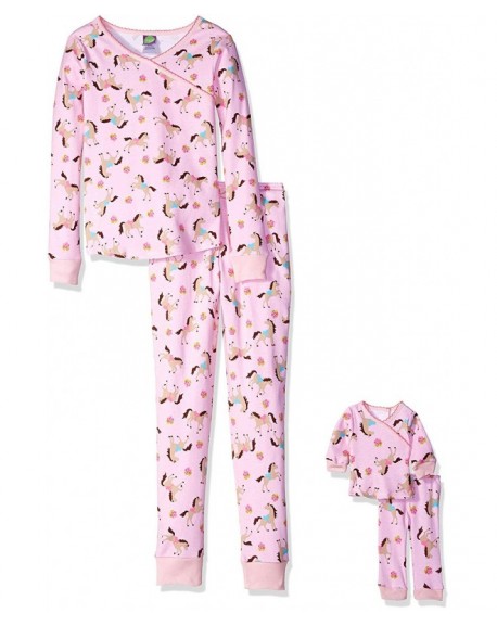 Girls' Printed Snugfit Sleepwear Set - Pink/Ivory Horse - CW12JEKDYKV