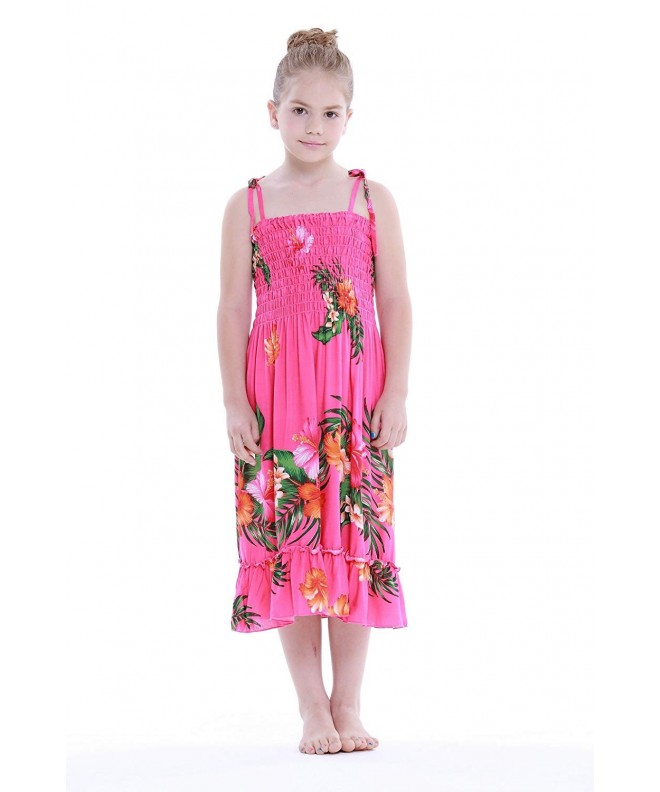 Girl Hot Pink Hawaiian Luau Dress in Various Styles - Hot Pink ...