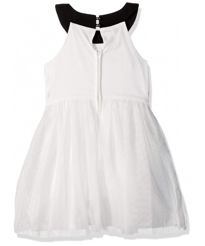 Girls' Big Dress with Jewel Details and Tulle Skirt - Ivory/Black ...